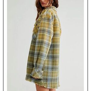 We the Free Anneli Plaid Shacket in Mustard and Olive XS NWOT